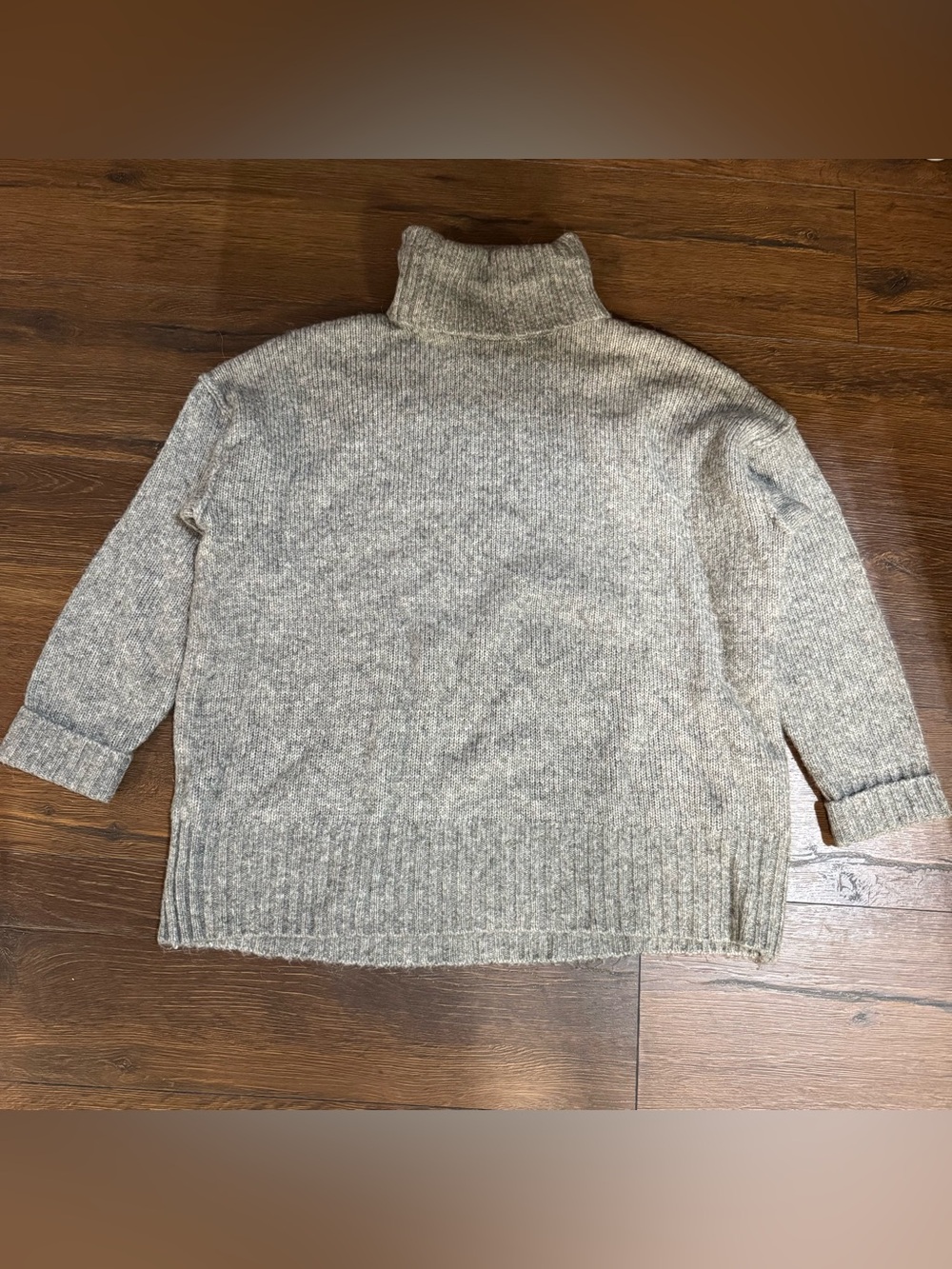 Women's Gray Turtleneck Sweater – Soft Ribbed Hem